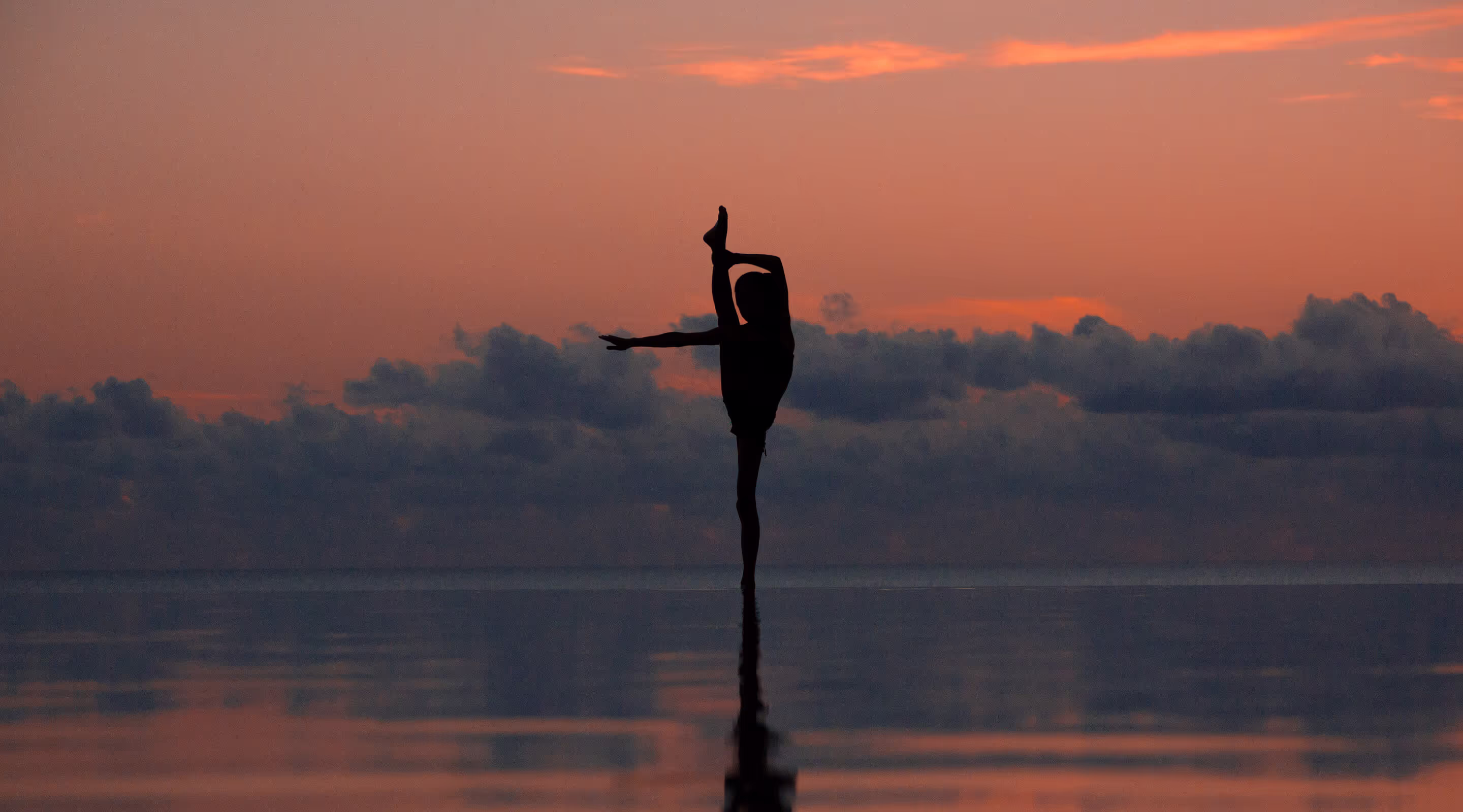 A woman is exercising